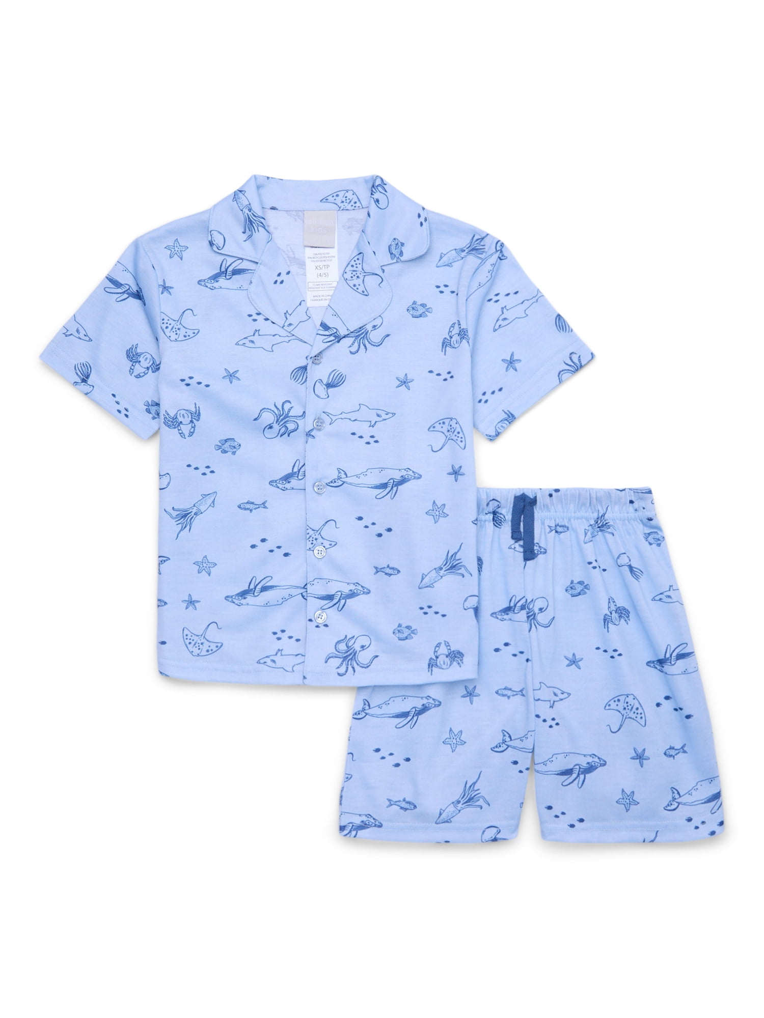 Jellifish Kids Boys’ Short Sleeve Top and Shorts Pajama Set, 2-Piece, Sizes 4-16