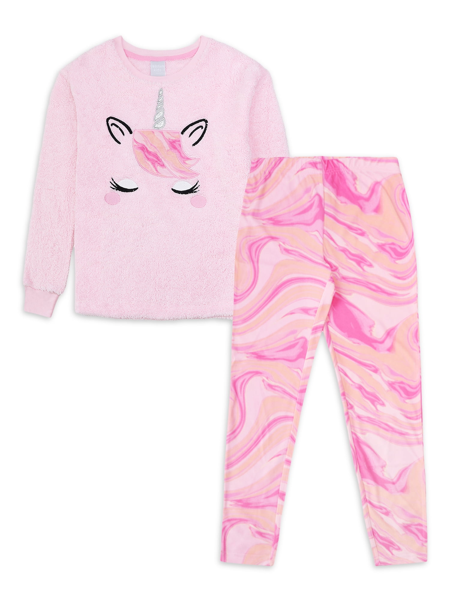 Jellifish Kids Girls Long Sleeve Top and Pants Pajama Set,2-Piece ...