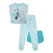 Jellifish Kids Girls Short Sleeve Top, Shorts, and Pants 3 Piece Set, Sizes 4-16