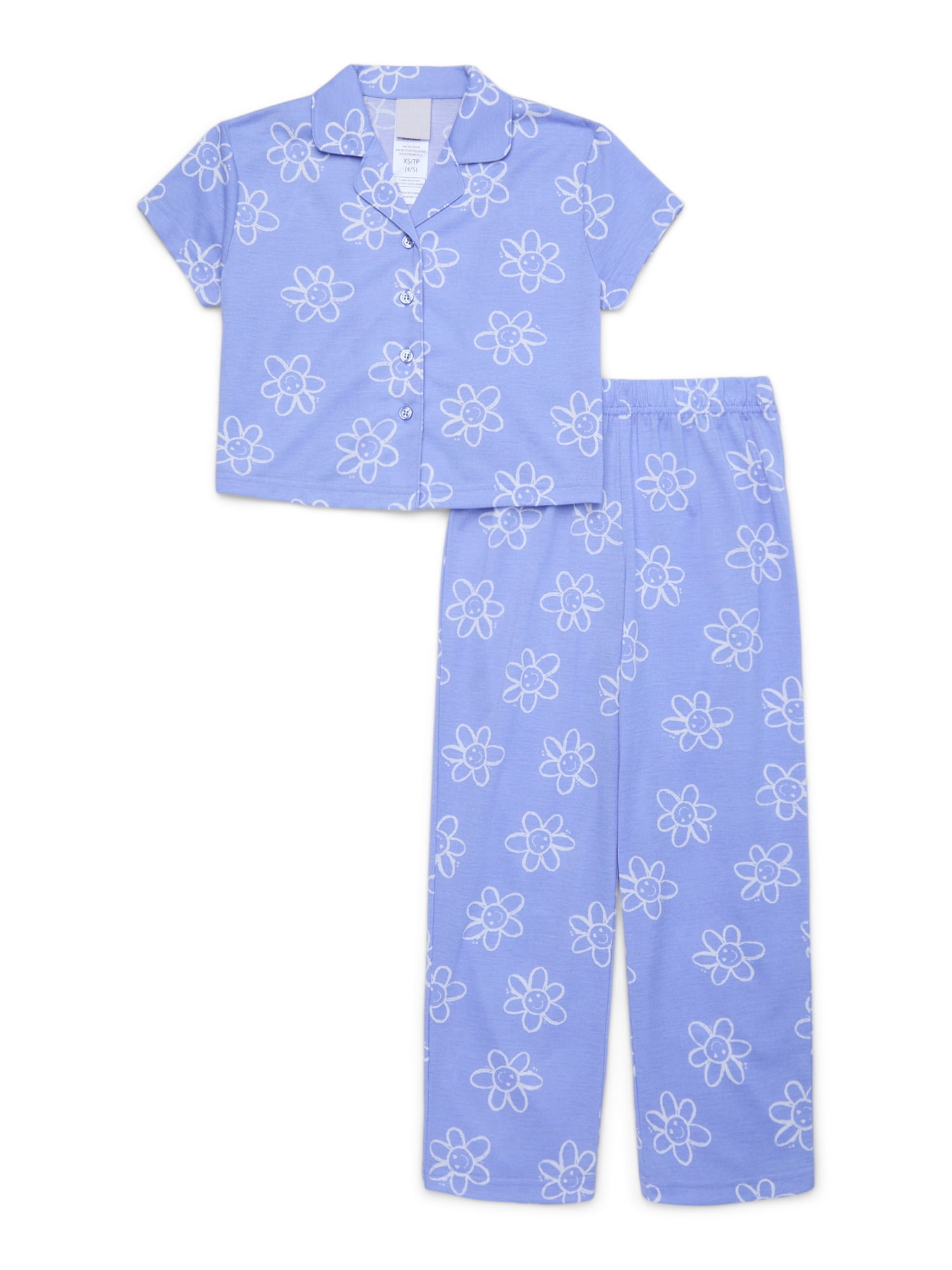 Jellifish Kids Girls’ Short Sleeve Top and Pants Pajama Set, 2-Piece, Sizes 4-16