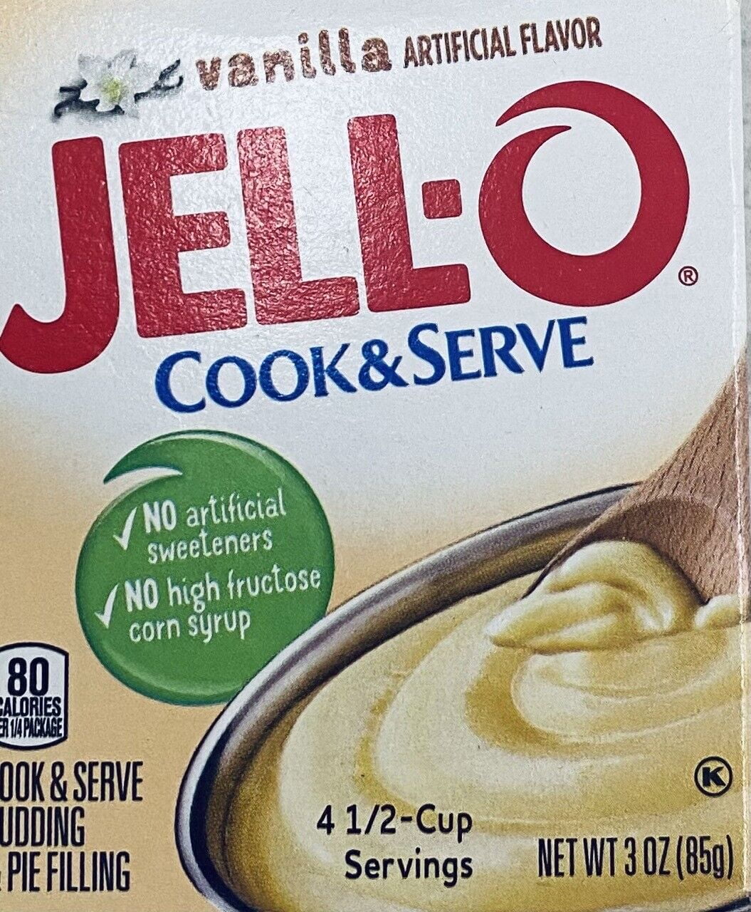 Jello Cook & Serve VANILLA Pudding & Pie Filling Dessert Mix 3 oz Box
