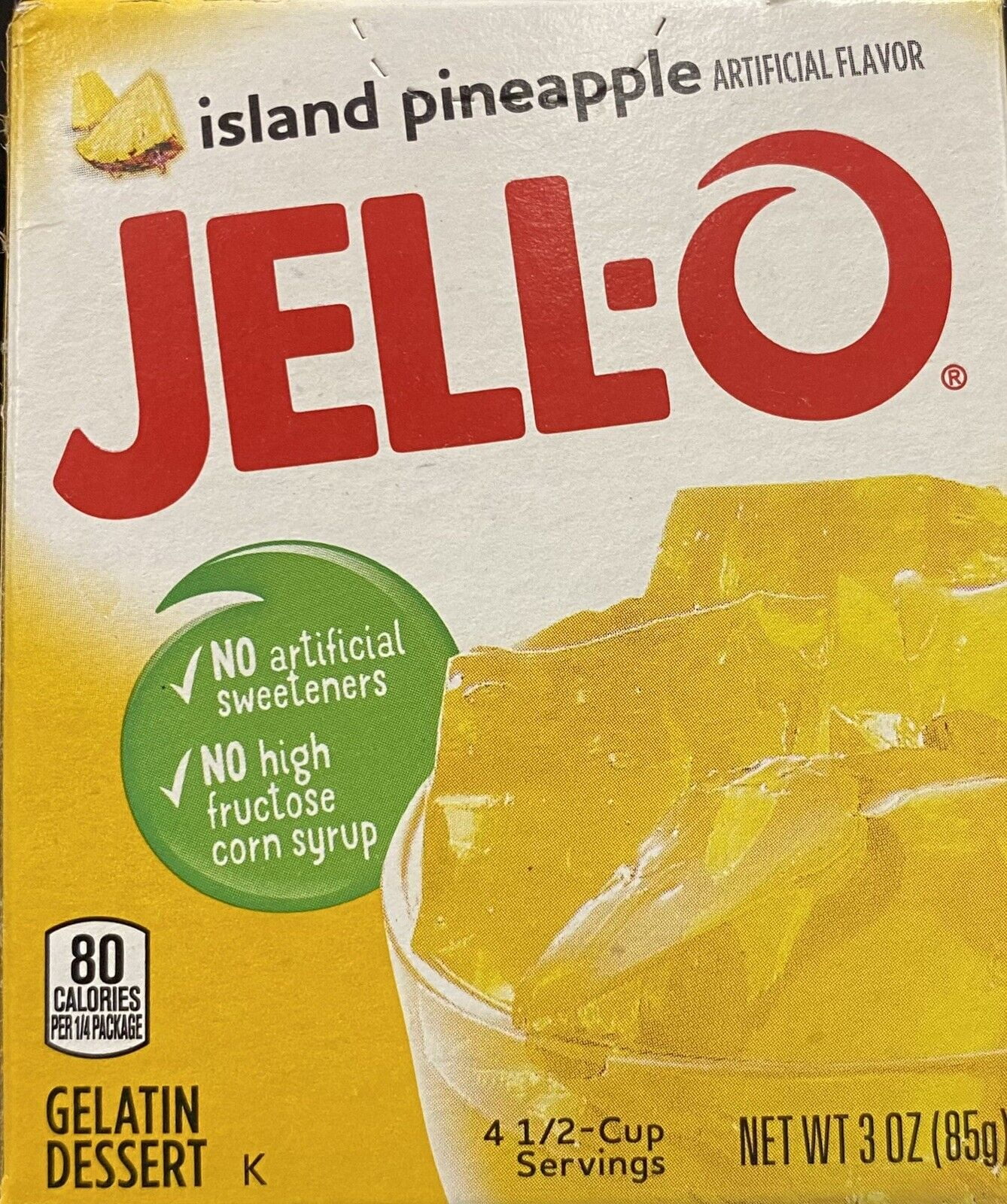 Jello ISLAND PINEAPPLE Gelatin Dessert 3 oz Box JellO NEW FREE