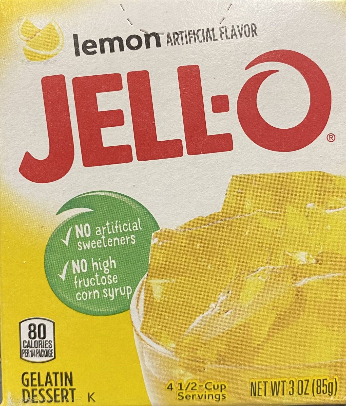 Jello LEMON Gelatin Dessert 3 oz Box JellO NEW FREE SHIPPING