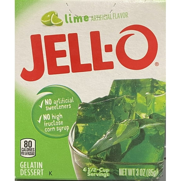 Jello LIME Gelatin Dessert 3 oz Box Jell-O - NEW FREE SHIPPING