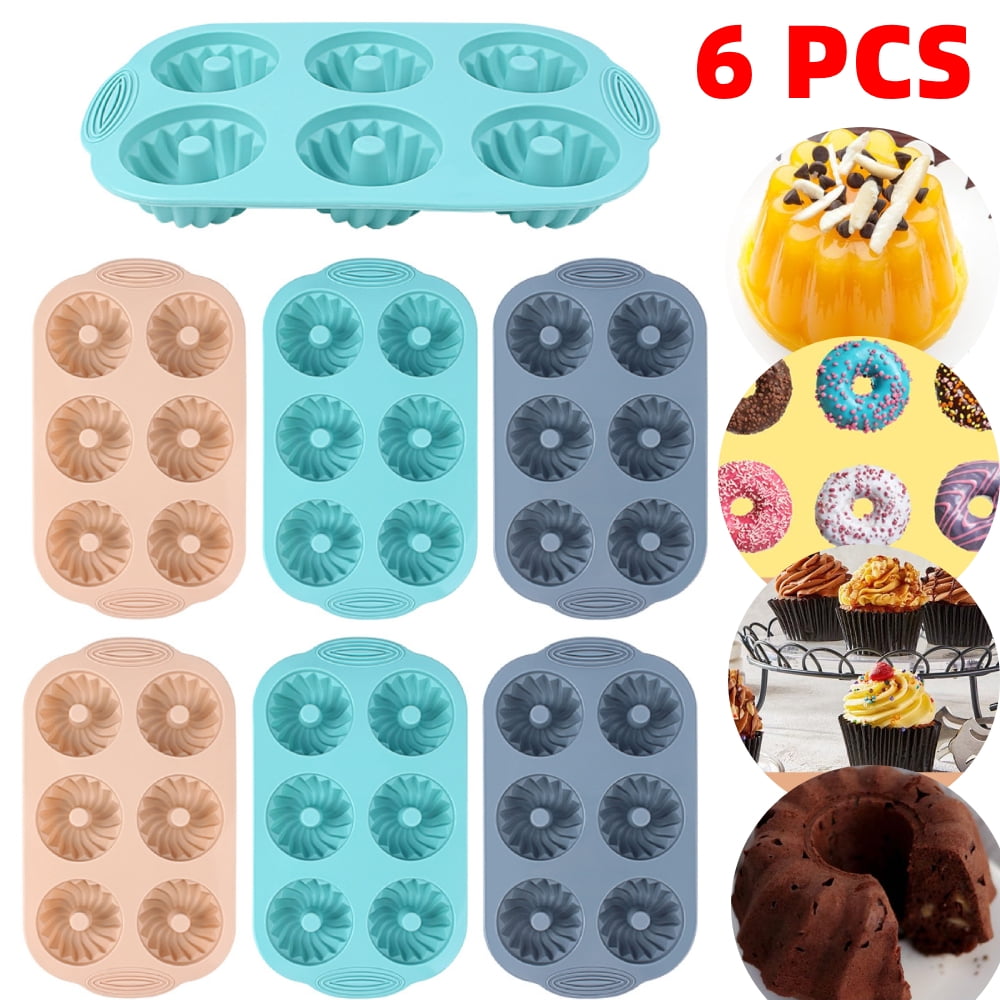Jello Molds 6pcs Silicone Non Stick Fluted Tube Cake Pans, 6 Cavity ...