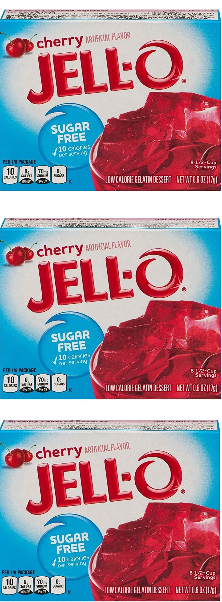 Jello Sugar Free Cherry Gelatin Dessert 17G Each Pack Of 3