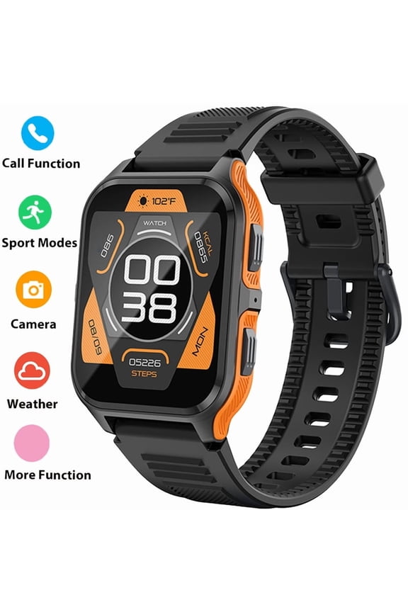 P73 1.83'' Large Screen 3ATM Waterproof Rugged Smart Watches for Men, Outdoor Fitness Tracker Pedometer Smartwatch for iOS Android, 1pc, Orange