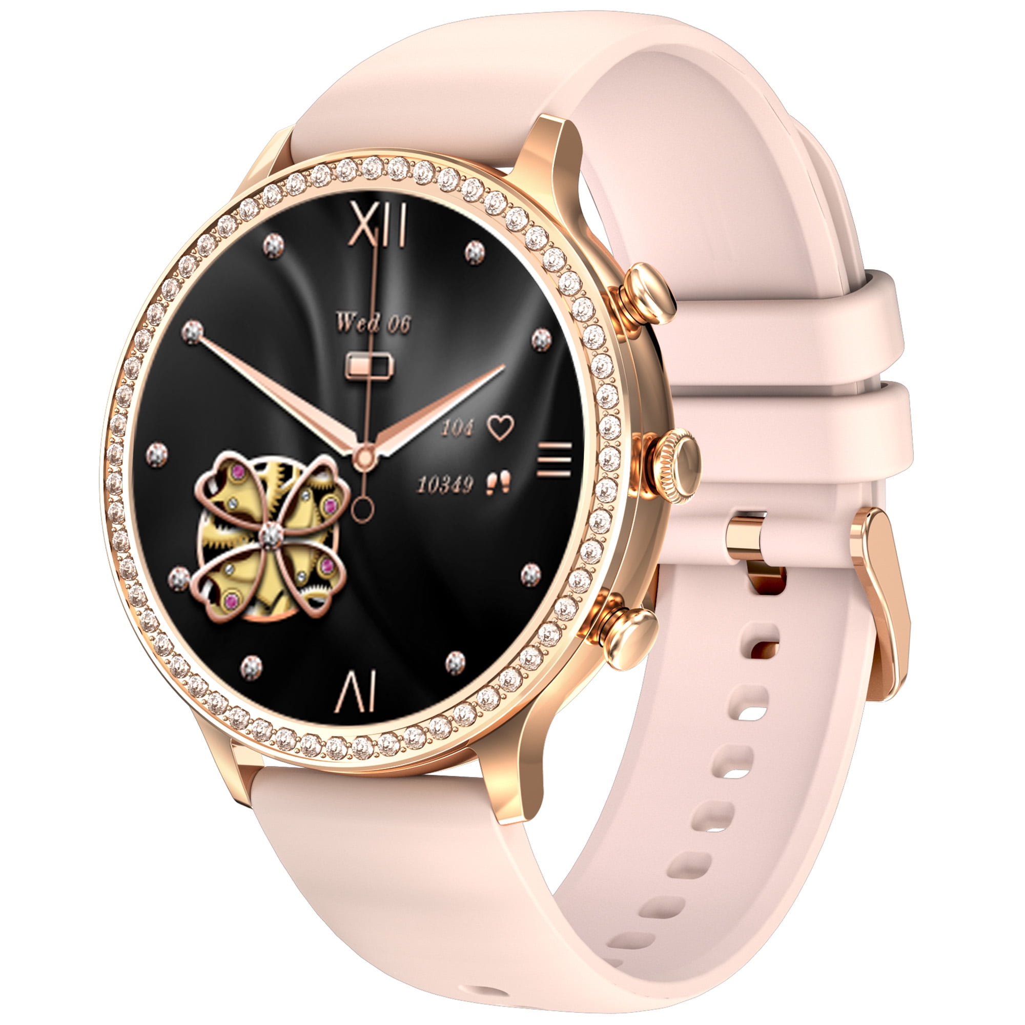 Jelloo Smart Watches for Women (Answer/Make Call) with Diamonds, 1.32" HD Fitness Tracker with Sports Modes Personalized Dials, Smartwatches for iOS Android