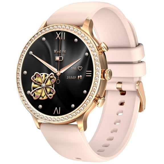 Jelloo Smart Watches for Women (Answer/Make Call) with Diamonds, 1.32" HD Fitness Tracker with Sports Modes Personalized Dials, Smartwatches for iOS Android