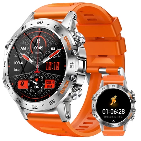 Jelloo Smartwatches(Answer/Make Calls), 1.39'' HD Touch Screen Military Smart Watch for Men, 400mAh Battery Smart Watch for Android iOS, 100+ Sports Modes Fitness Tracker Sleep Monitor