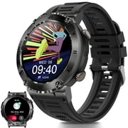 Jelloo Smartwatches for Men, 1.32 HD Touch Screen Rugged Military Watch Fitness Tracker with Music Weather Pedometer, Sports Smartwatch for iPhone Android Phones