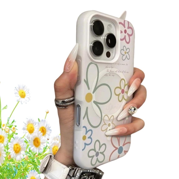 Jelly 2-in-1 Floral Magnetic Phone Case A Spring-Themed Floral Pattern Jelly-Like 2-in-1 Magnetic Phone Case for IPhone 17/16/15/14/13 Pro Max Slim Fit Protection Cover