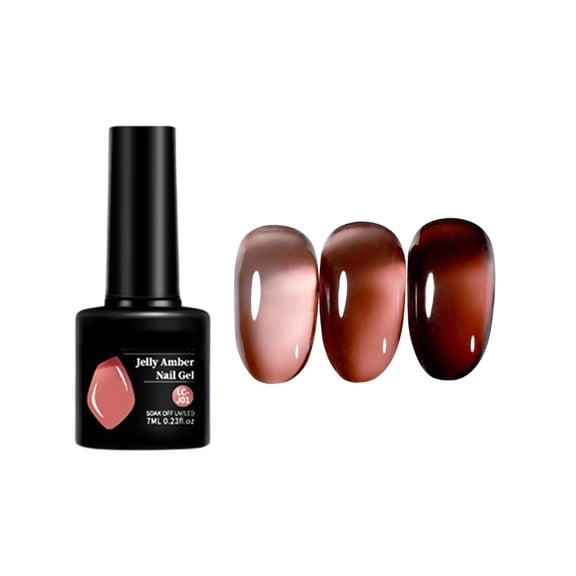 Jelly Amber Nail Gel Polish, UV LED Curing Required, Translucent Amber Shade for Professional Manicure and DIY Nail Art at Home