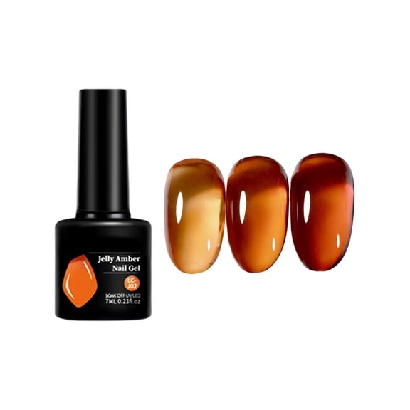 Jelly Amber Nail Gel Polish, UV LED Curing Required, Translucent Amber Shade for Professional Manicure and DIY Nail Art at Home