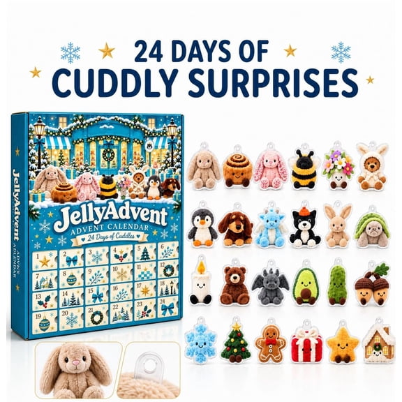 Jelly Animals Advent Calendar 2026, Christmas Countdown Gift Box with Bunny Bee Penguin Puppy Cinnamon Roll Charms