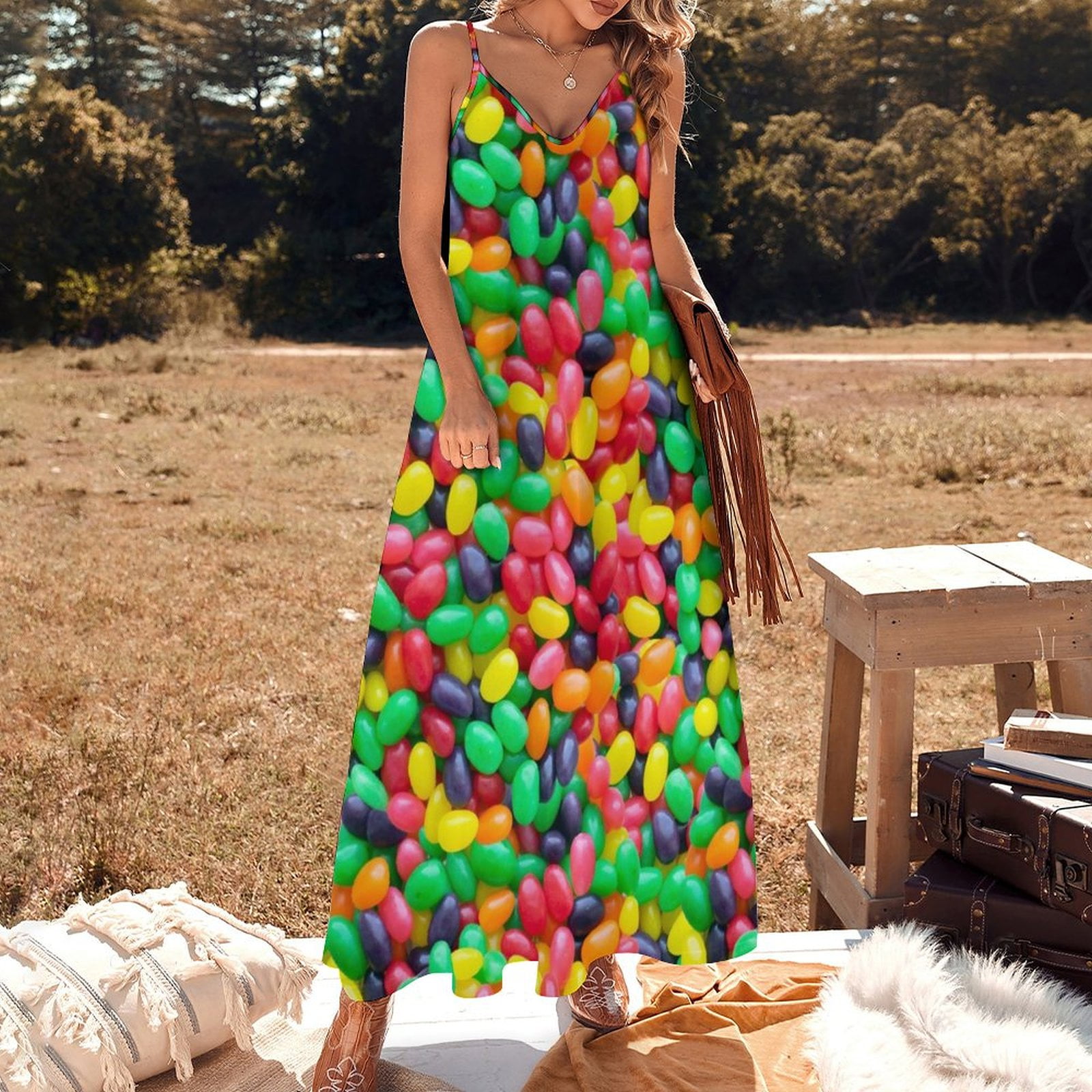 Jelly Bean Real Candy Pattern Sleeveless Dress Dresses for wedding party  summer clothes - Walmart.com