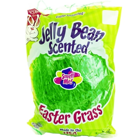 Jelly Bean Scented Plastic Easter Grass, Green, 3 oz., Easter Unlimited