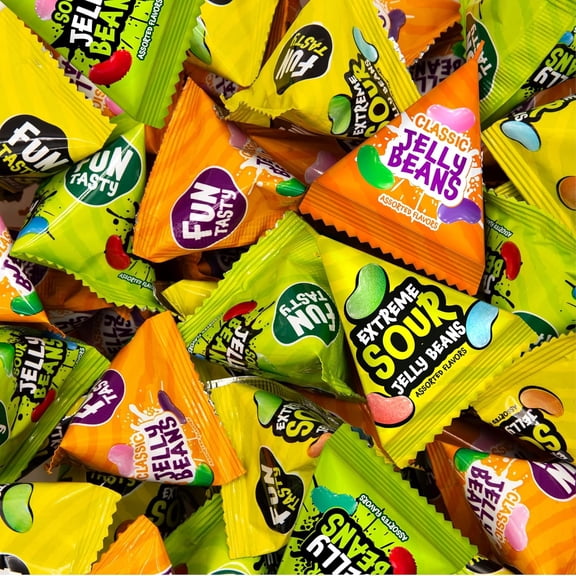Jelly Beans - 60 Mini Packs - Easter Candy - Jelly Beans Individual Packs - Easter Eggs Fillers & St Patrick's Day Candy - Sour & Classic Fruit Flavors