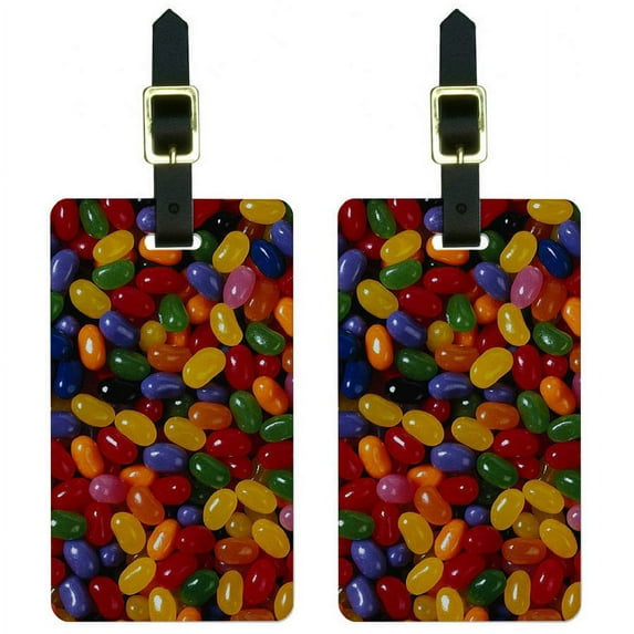 Jelly Beans Candy Luggage Tags Suitcase Carry-On ID, Set of 2