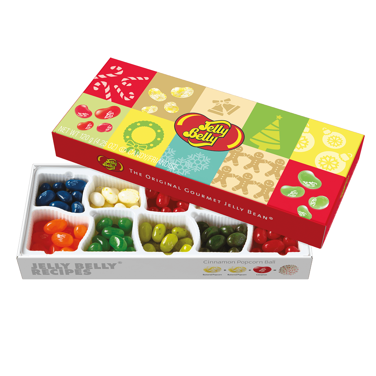 Jelly Belly 10-Flavor Jelly Beans Christmas Gift Box - 4.25 Ounces of Candy with Flavors Guide