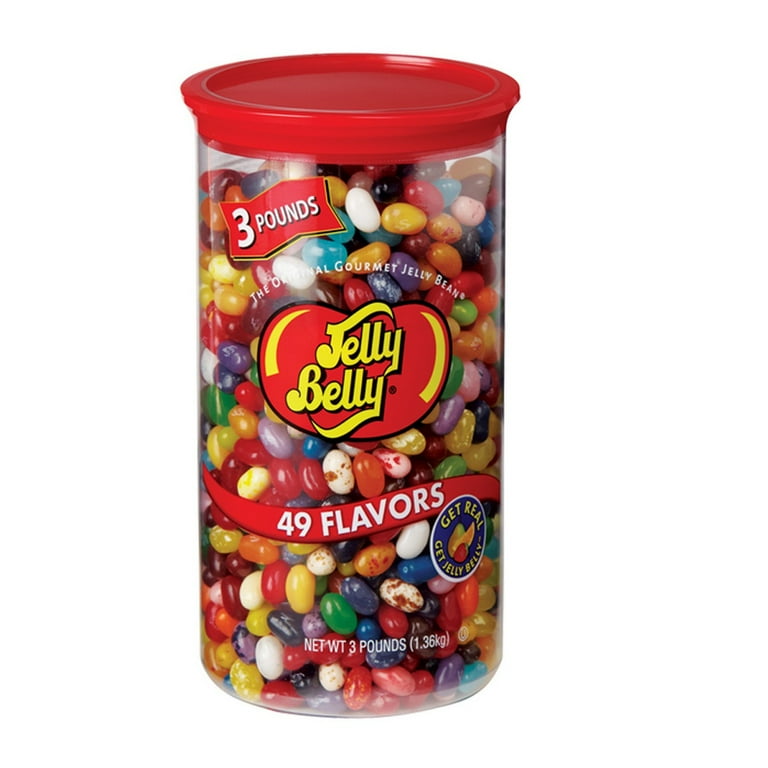 Jelly Belly 49 Assorted Jelly Bean Flavors 3 lb Clear Can