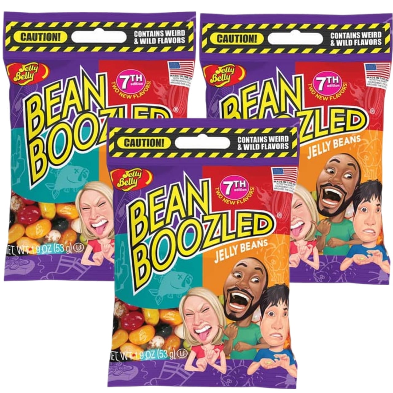 Jelly Belly Bean Boozled Jelly Beans, 7th Edition, Weird and Wild Flavors Mix, 1.9 oz (3 Pack)