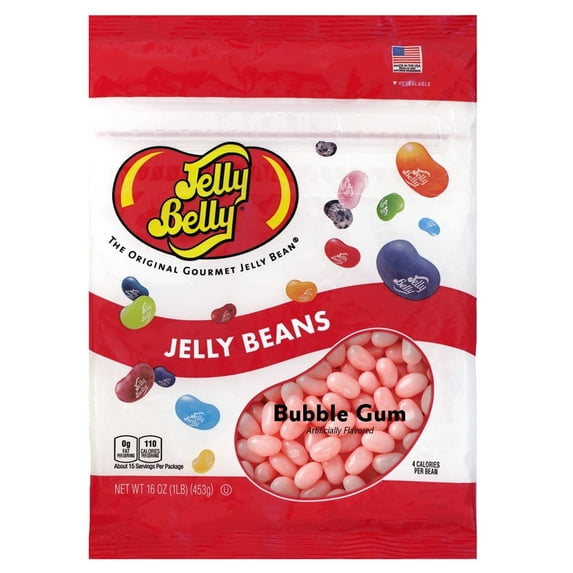 Jelly Belly Bubble Gum Jelly Beans - 1 Pound (16 Ounces), Bubble Gum Flavor Candy, Resealable Bag