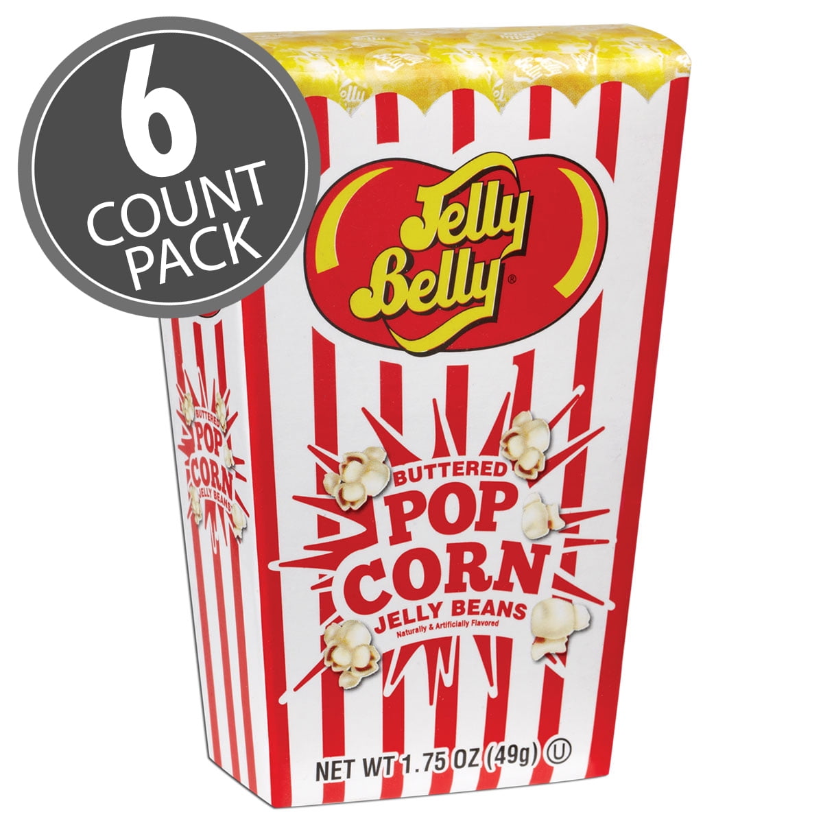 Jelly Belly Buttered Popcorn Jelly Beans 1.75 oz Box, 6Pack