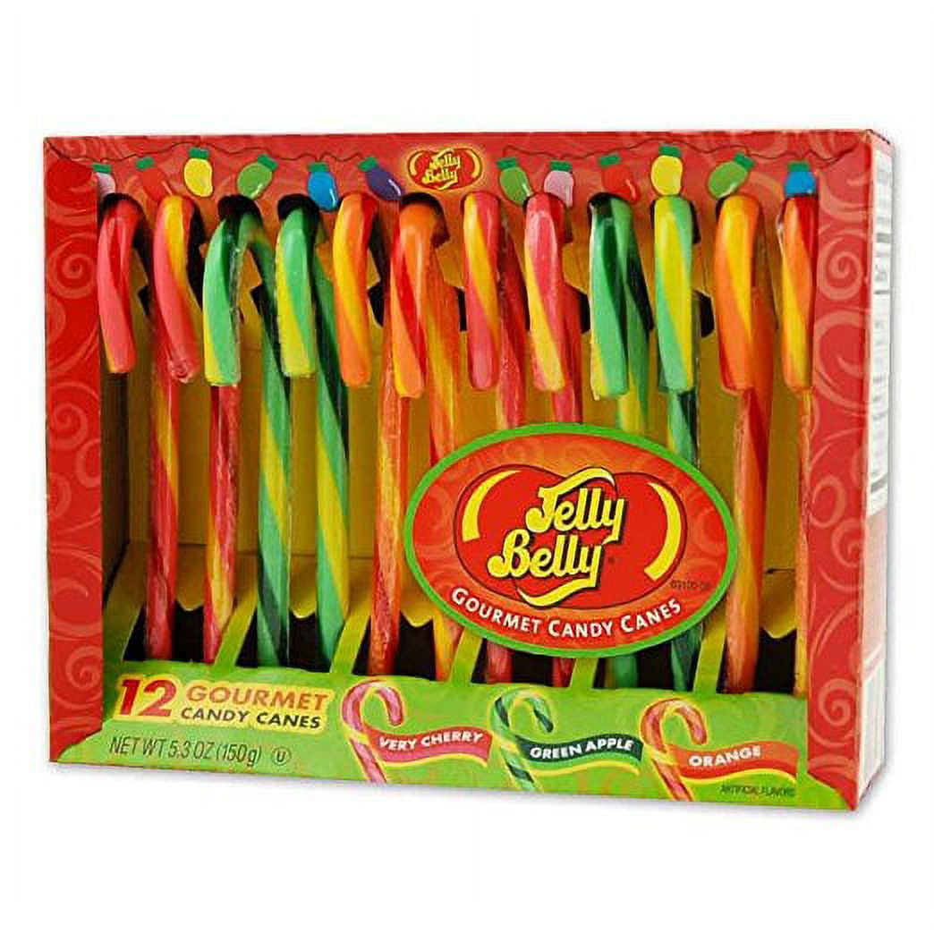 Jelly Belly Candy Canes 12 Pack Very Cherry, Green Apple, Orange