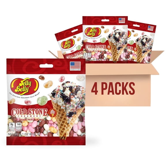 Jelly Belly Cold Stone Ice Cream Parlor Mix Jelly Belly Candy, 1.31oz Jelly Beans | Premium Ice Cream Inspired Flavors | Vegan & NonGMO | Ships in Aromatik DamageProof Box | Pack of 4