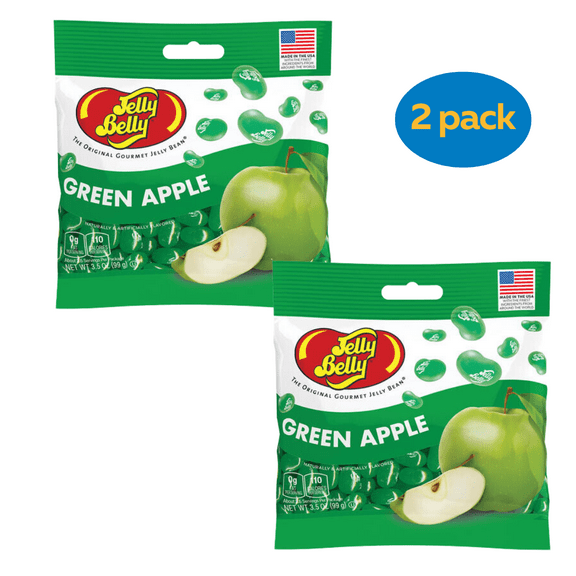 Jelly Belly Green Apple Flavored Gourmet Jelly Beans, 3.5oz. Bag, 2 Pack