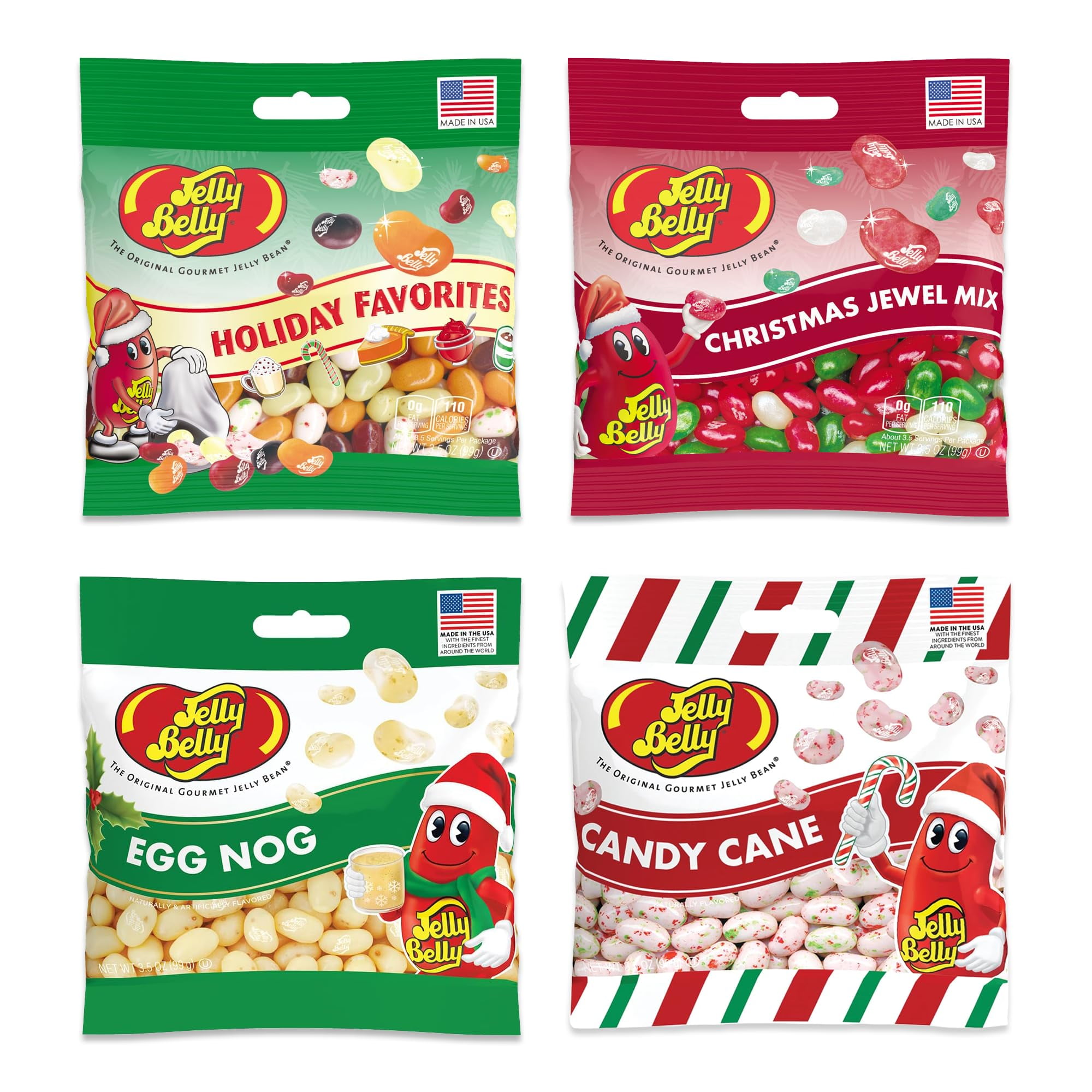 Jelly Belly Holiday Favorites Christmas Jelly Beans Variety Pack of 4