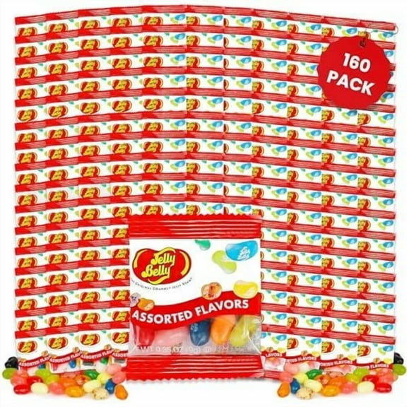 Jelly Belly Individual Packs 160 PACK Mini Bags of assorted Jelly Beans 160 bags of 0.35oz Assorted Flavors