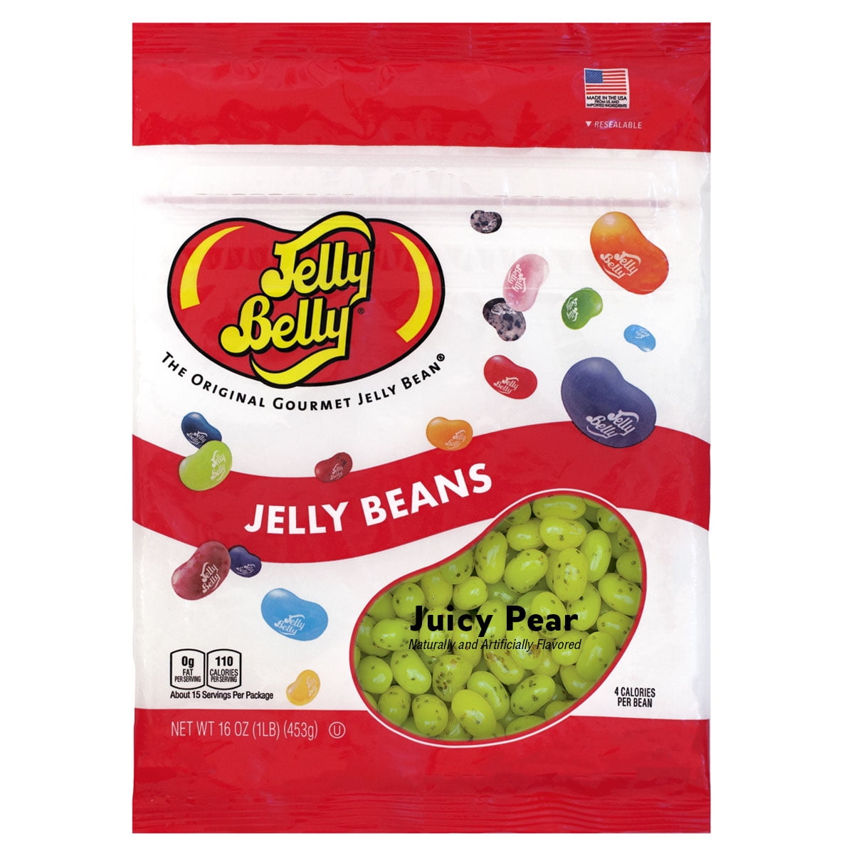 Jelly Belly Juicy Pear Jelly Beans 1 Pound Resealable Bag Pear