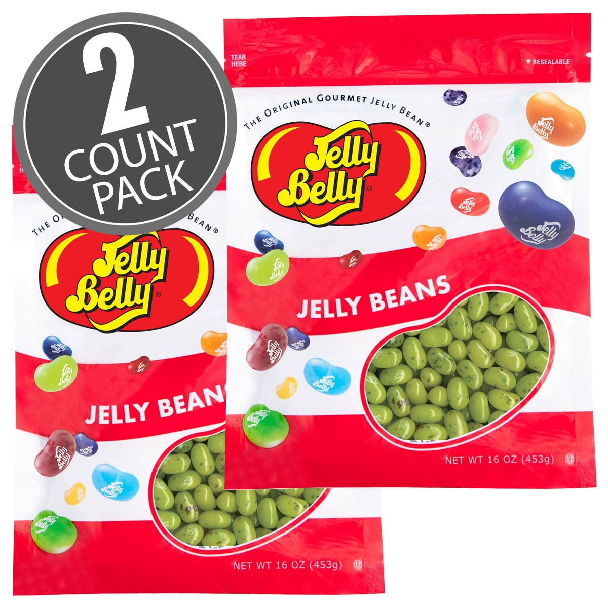 Jelly Belly Juicy Pear Jelly Beans, 16 oz (1 lb), 2 Pack Resealable