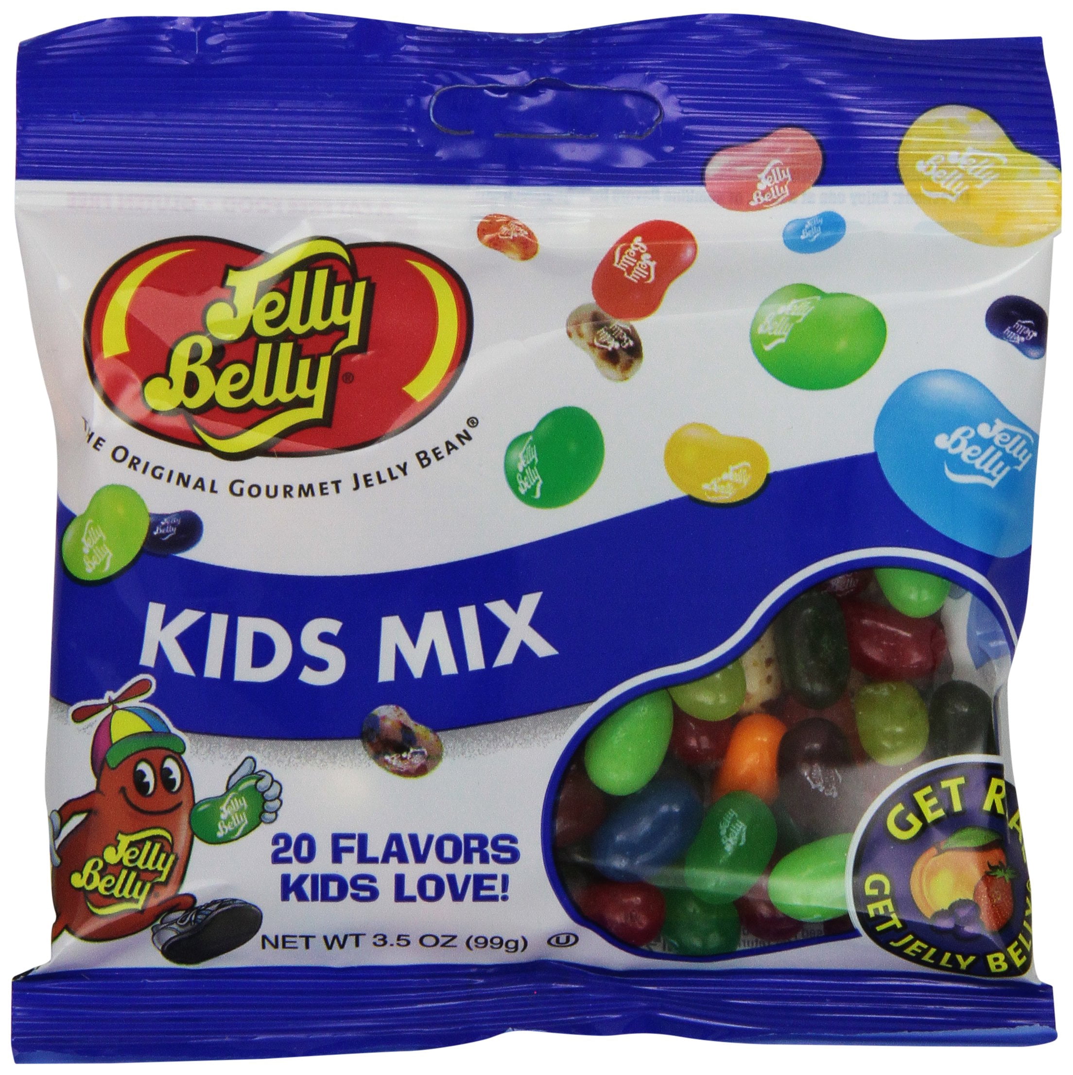 Jelly Belly Kids Mix Jelly Beans, 20 Kid-Friendly Flavors, 3.5-oz, 12 Pack RED40