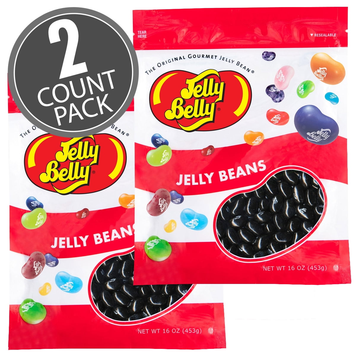 Jelly Belly Licorice Jelly Beans, 16 oz (1 lb), 2 Pack Resealable Bags