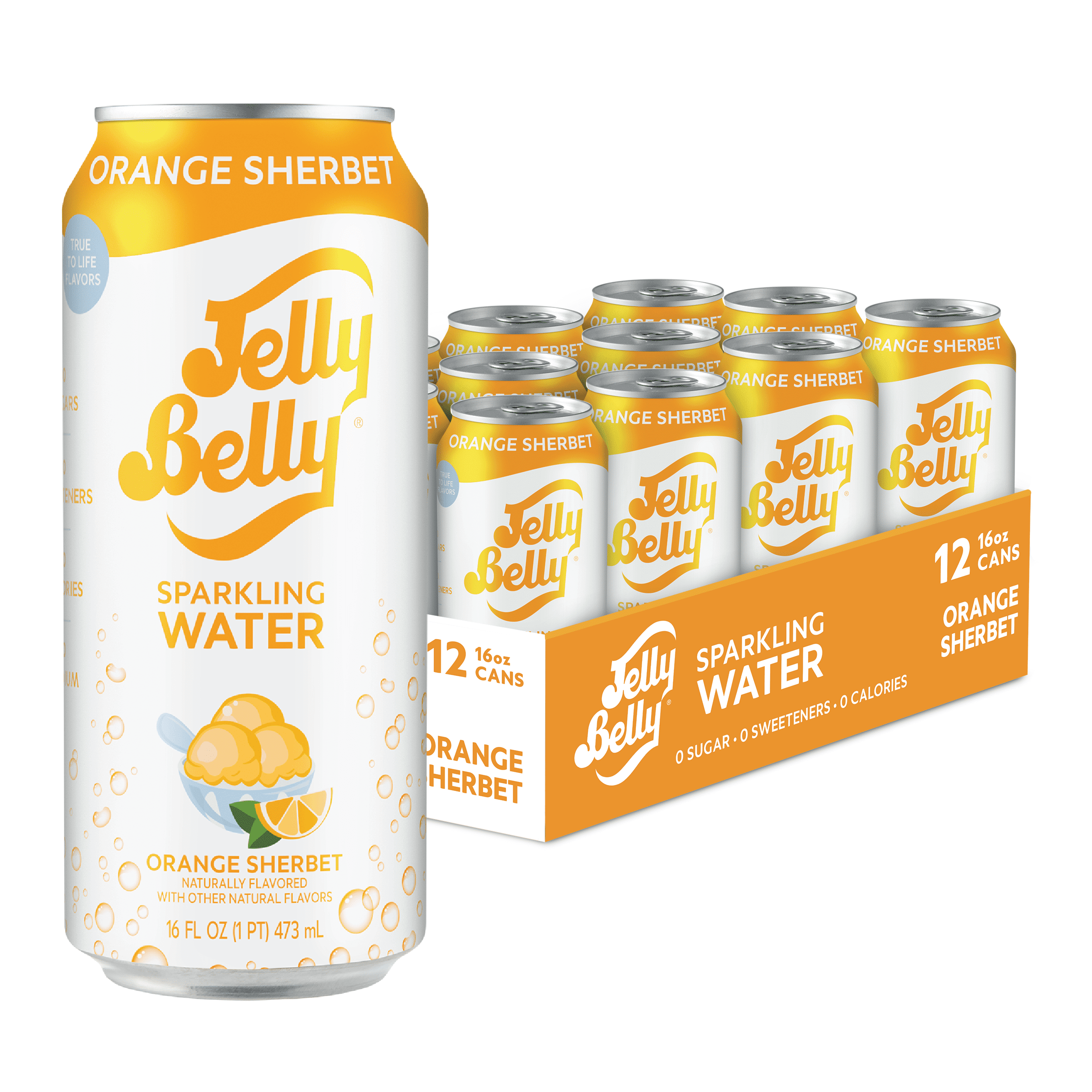 Jelly Belly Orange Sherbet Sparkling Water, SugarFree 0 Calorie
