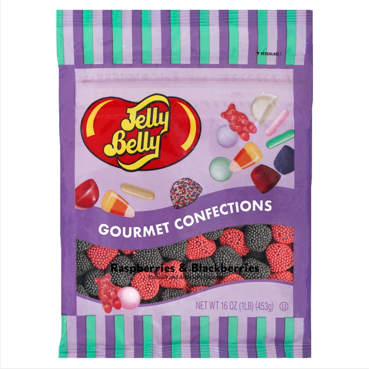 Jelly Belly Raspberries and Blackberries 16 Ounce Resealable Bag Fruit ...