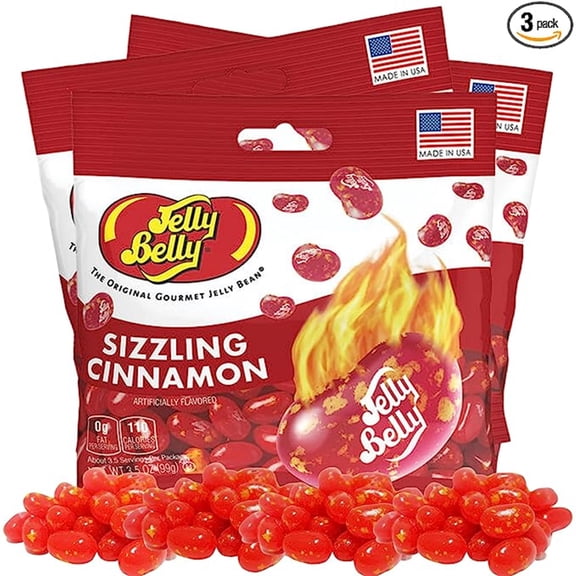 Jelly Belly Sizzling Cinnamon Jelly Beans, Pack of 3, 3.5 oz Bags