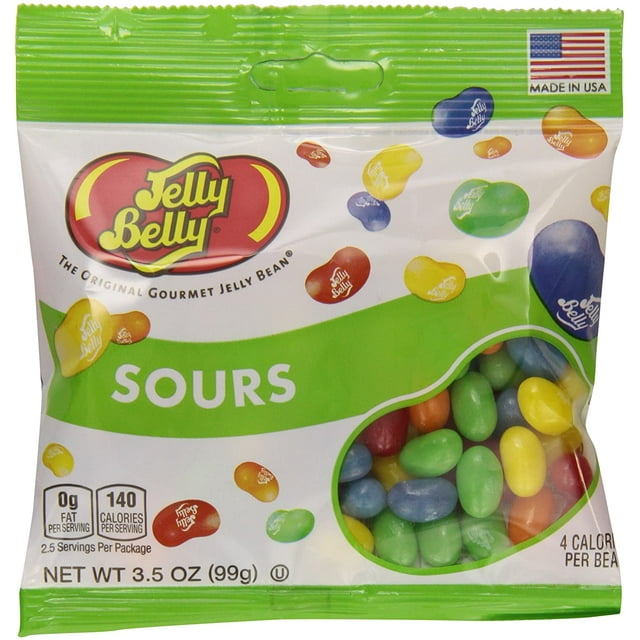 Jelly Belly Sours Flavors Assorted Jelly Beans, 3.5Ounce Bags (Pack of
