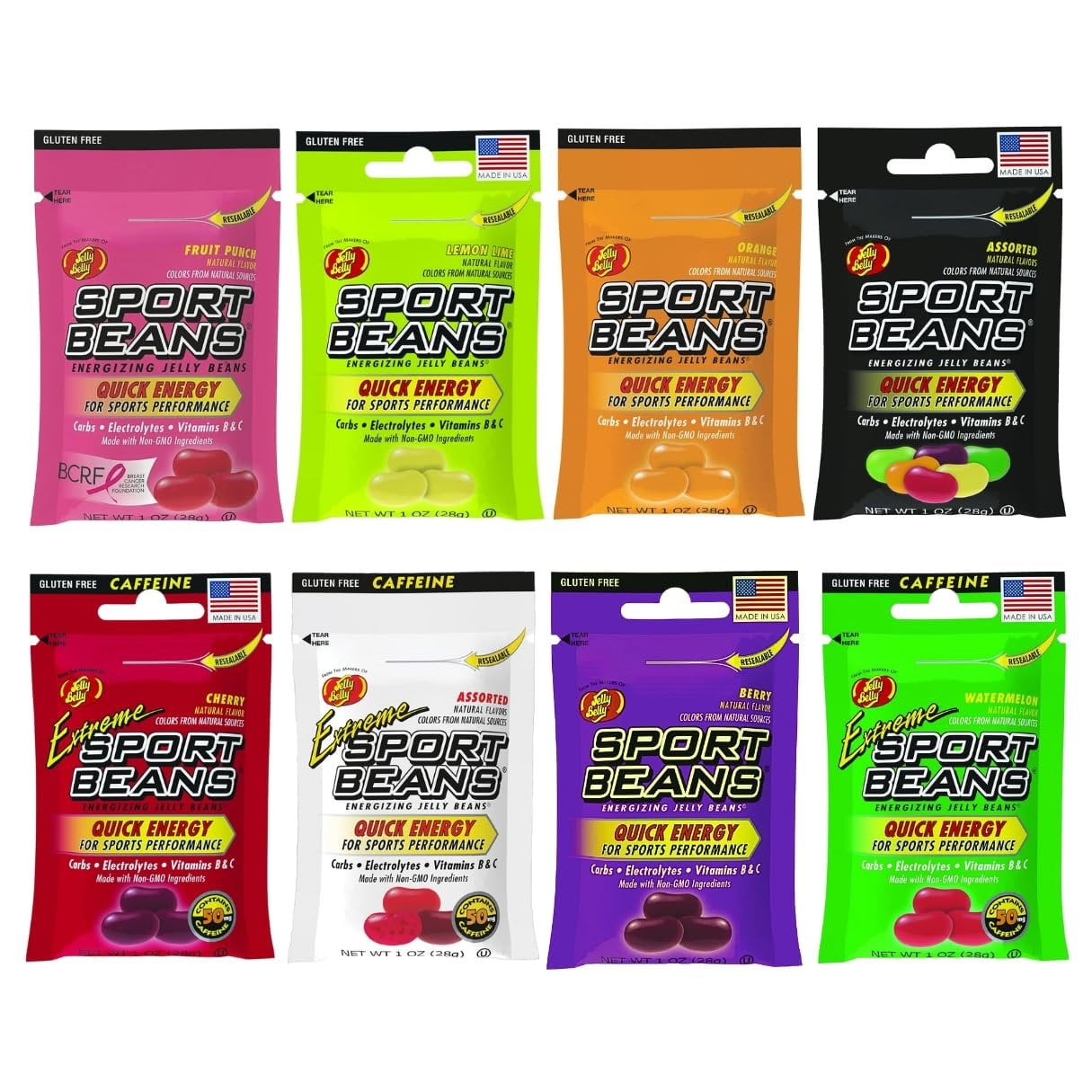 Jelly Belly Sport Beans and Extreme Energy Sport Beans Variety Pack 8