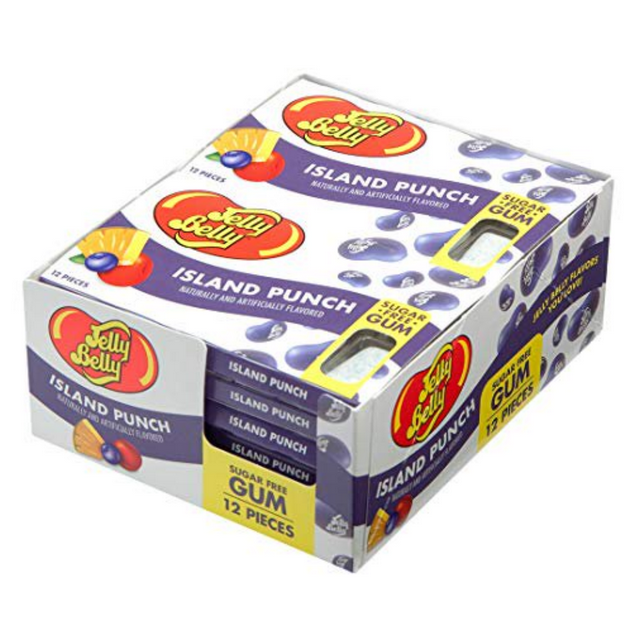 Jelly Belly Sugar Free Bubble Gum Island Punch Flavored Chewing Gum