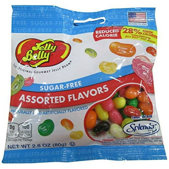 Jelly Belly Sugar Free Jelly Beans, Assorted Flavors, 2.8-Ounce Bags (Pack of 12)