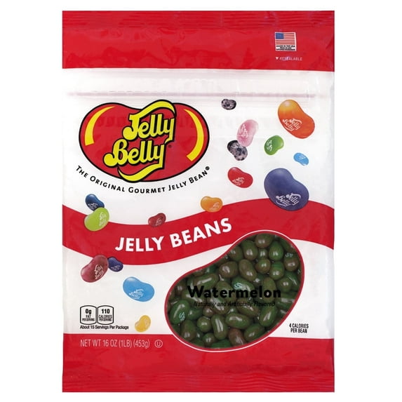 Jelly Belly Watermelon Jelly Beans - 1 Pound (16 Ounces), Juicy Watermelon Flavor, Resealable Bag