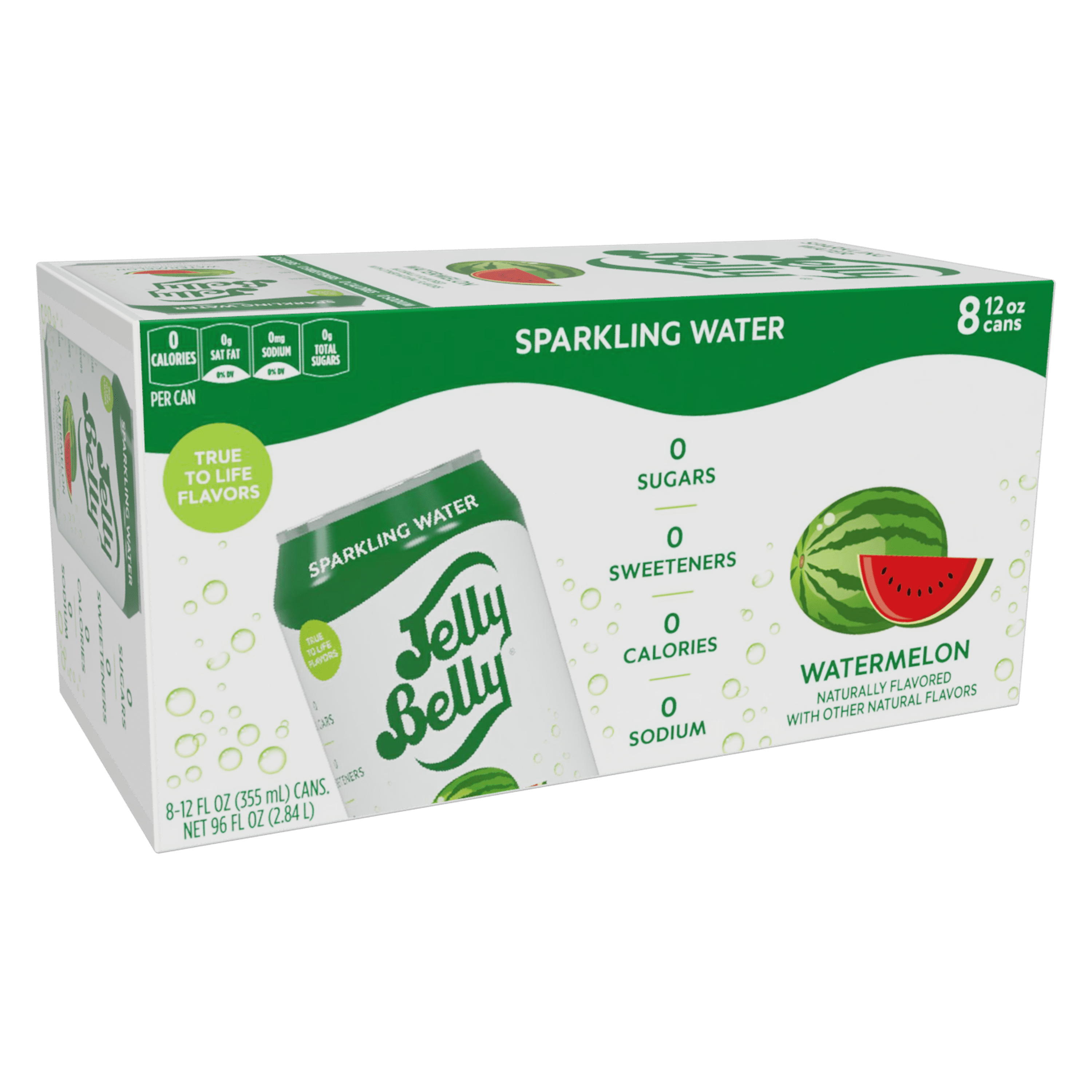 Jelly Belly Watermelon Sparkling Water, Sugar Free Carbonated Water, 12