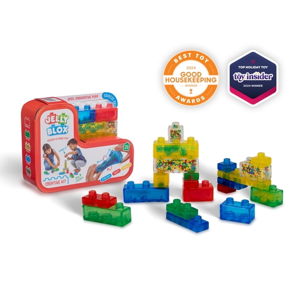 Jelly Blox Creative Kit | 20 Blocks to Squeeze, Stretch, Squish | Toddler & Preschool Building Blocks | Ages 2+