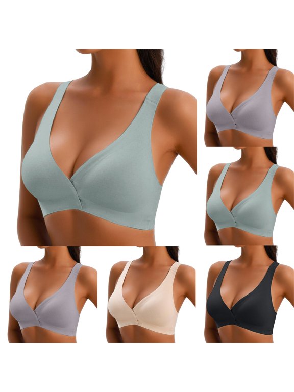 Jelly Bra for Women BWASD No Underwire Deep V Seamless T-Shirt Bra Wireless Push Up Supportive Lift Soft Comfortable Everyday Sport Plunge Bralettes Mint Green M-XXL