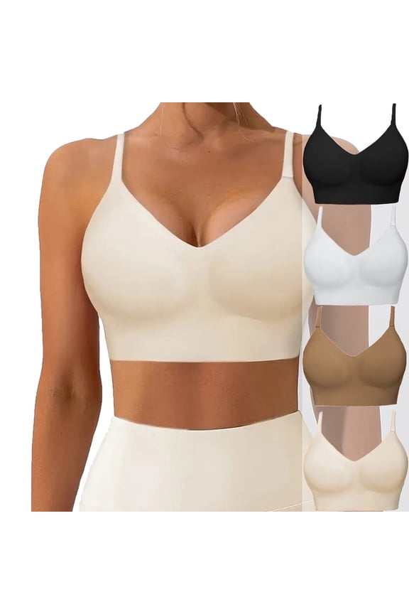 Jelly Bra for Women BWASD No Underwire Wireless Open Back Bralettes Halter Smooth Seamless Full Coverage Push Up Support Lift Comfort Everyday Bra Beige S-XXL