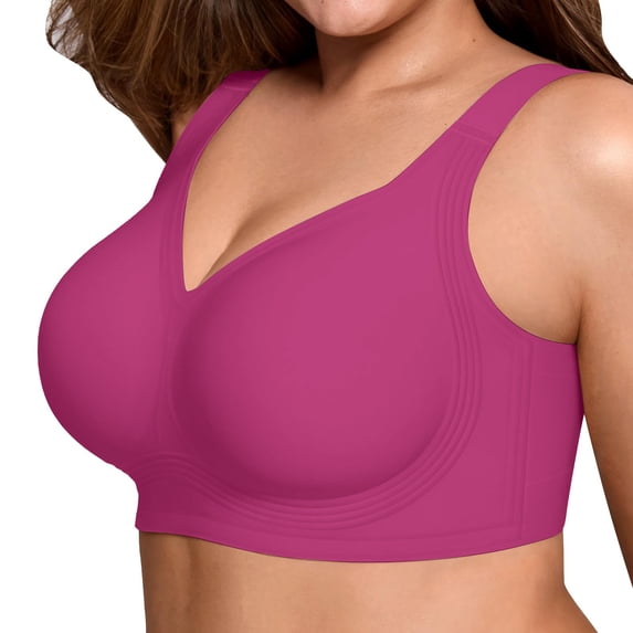 Jelly Bra for Women BWASD No Underwire Wireless Sport Bralettes Push Up Support Comfortable Soft Seamless Full Coverage Everyday No Show Bra (Hot Pink 3XL)
